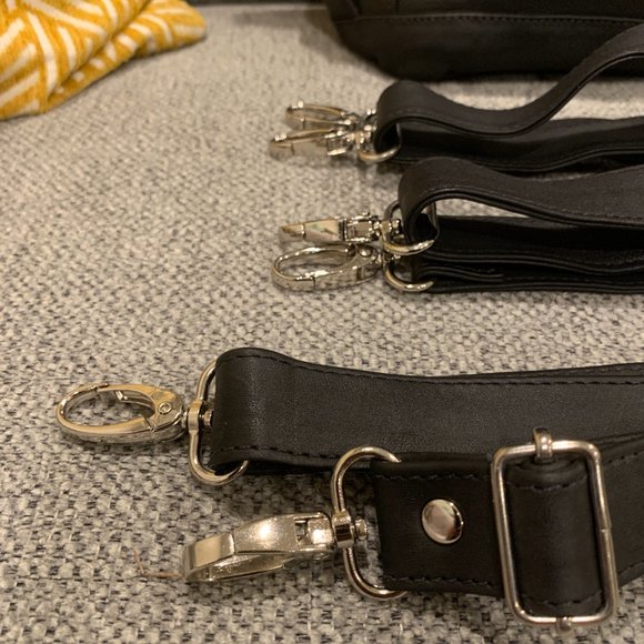 B. Makowsky Black Leather Convertible Backpack Tote main image 14